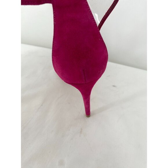 AQUAZZURA Pink Suede Nude Clear PVC Heels Ankle Wrap Shoes Pumps Heels Sz 38.5 - Picture 4 of 16